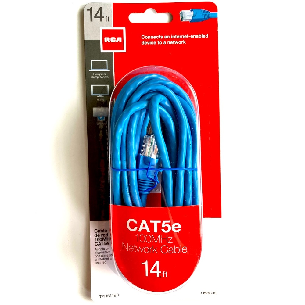 🆕 RCA CAT 5e 100 MHz Network Cable, 14 ft. - Blue (TPH531BR)